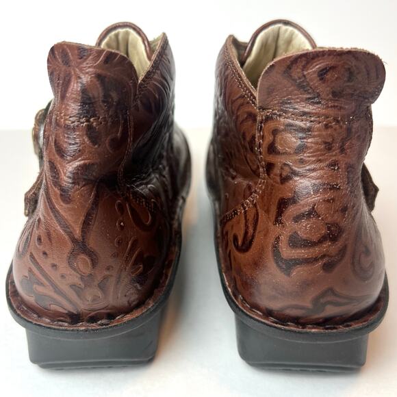 Alegria Caiti Loretta Stamped Brown Leather Booties Ankle Boots Sz 9 - Picture 6 of 12